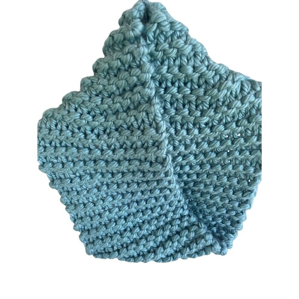 Hand Knit Large Weave‎ Aqua Hand Crochet Neck Infinity Scarf Cowl Neck Warmer